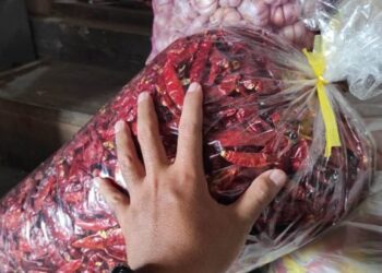 cabai kering di Pasar Induk Pare. Karebet