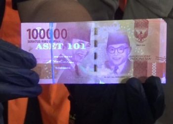 Uang palsu yang diamankan Polres Trenggalek. Foto: Bacaini/Aby