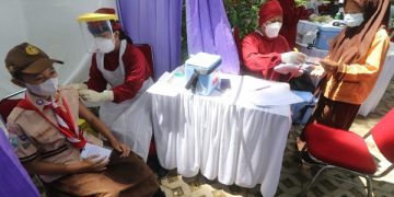 Vaksinasi anak usia 6-11 tahun di Kota Kediri dijamin aman. Foto: Humas