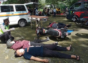 Polres Kediri Kota Gelar Simulasi Penanganan Kecelakaan Beruntun