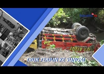 Sopir Mengantuk, Truk Tercebur Sungai