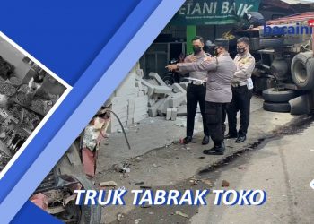 Truk Tabrak Toko Bangunan, 1 Orang Luka