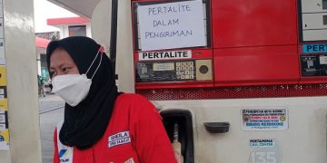 Stok Pertalite di SPBU Joyoboyo Kediri sempat kosong tahun lalu. Foto: Bacaini/Novira