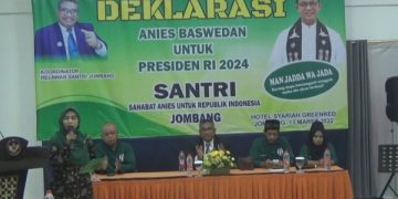 Deklarasi relawan Santri Jombang dukung Anies Baswedan. Foto: Bacaini/Syailendra