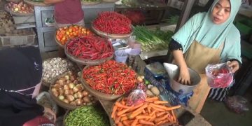 Aktivitas pedagang di pasar basah Trenggalek. Foto: Bacaini/Aby