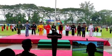 Prosesi pembukaan Liga Santri Piala Kasad 2022 di Stadion Canda Bhirawa Kabupaten Kediri. Foto: Bacaini/AK.Jatmiko