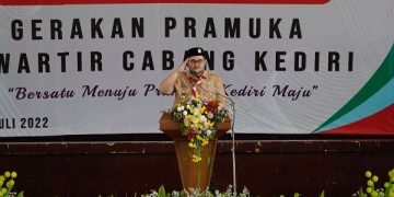 Mas Dhito saat menghadiri musyawarah cabang Gerakan Pramuka Kwartir Cabang Kediri. Foto: Ist