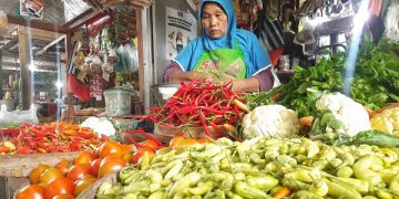 Pedagang pasar basah di Kabupaten Trenggalek. Foto: Bacaini/Aby