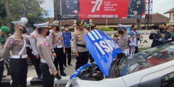 Anggota Satlantas Polres Kediri Kota bersiap menggelar  Operasi Zebra Semeru 2022. Foto: Bacaini.id