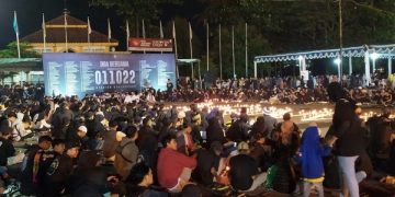 Suasana tahlil tujuh hari Aremania, korban meninggal tragedi di Kanjuruhan. Foto: Bacaini/A.Ulul