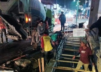 Perbaikan drainase di Jalan Pattimura Kota Kediri. Foto: Ist