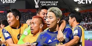 Euforia Timnas Jepang saat kalahkan Jerman. Foto: IG @pialaduniacup