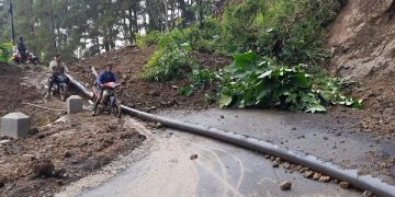 Kondisi tanah longsor di Trenggalek. Foto: Bacaini/Aby