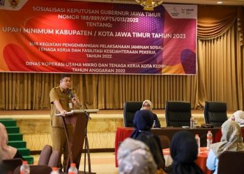 Kegiatan Sosialisasi keputusan Gubernur Jawa Timur nomor 188/889/KPTS/113/2022 tentang upah minimum Kabupaten/Kota Jawa Timur tahun 2023. Foto: Ist