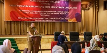 Kegiatan Sosialisasi keputusan Gubernur Jawa Timur nomor 188/889/KPTS/113/2022 tentang upah minimum Kabupaten/Kota Jawa Timur tahun 2023. Foto: Ist