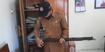 Senapan angin yang membuat kepala balita di Trenggalek terluka. Foto: Bacaini/Aby