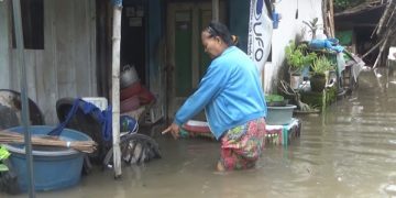 Kondisi banjir di Desa Pulo Lor, Kecamatan Jombang Kota, Kabupaten Jombang. Foto: Bacaini/Syailendra