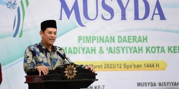 Wali Kota Kediri, Abdullah Abu Bakar saat hadir di Gedung Dakwah Muhammadiyah Kota Kediri. Foto: Ist