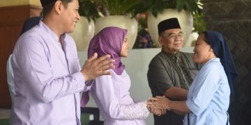 Open House silaturahmi lebaran Idul Fitri di Balai Kota Kediri. Foto: Ist
