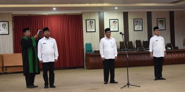Prosesi pengambilan sumpah tiga pejabat pimpinan tinggi pratama di lingkungan Pemerintah Kota Kediri. Foto: Ist