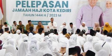 Pelepasan jemaah haji Kota Kediri di Ruang Joyoboyo. Foto: Ist