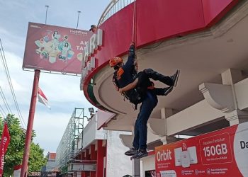 Ratusan Pegawai Telkom Ikut Simulasi Tanggap Banjir BPBD Kota Kediri