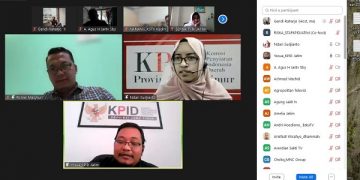 Diskusi KPID Jatim bersama perwakilan lembaga penyiaran televisi secara daring.