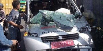 Kondisi mobil siaga Desa Banjaranyar usai terlibat kecelakaan. Foto: Ist
