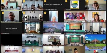 Rakor dan evaluasi Gerakan Nasional Pembagian 10 Juta Bendera Merah Putih secara daring. Foto: Ist