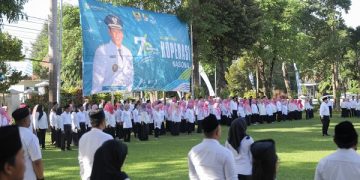 Upacara Harkopnas ke-76 di halaman Balai Kota Kediri. Foto: Ist