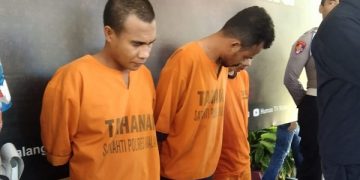 Tiga tersangka pembunuhan mahasiswa Unitri Malang. Foto: Bacaini/A.ulul