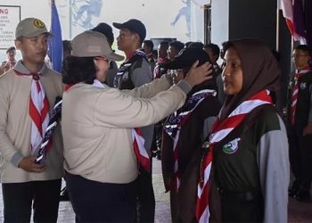 Kontingen Kwarcab Gerakan Pramuka Kota Kediri yang akan mengikuti Raimunda Jatim di Trenggalek. Foto: Ist