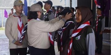 Kontingen Kwarcab Gerakan Pramuka Kota Kediri yang akan mengikuti Raimunda Jatim di Trenggalek. Foto: Ist