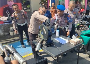 Antisipasi Konvoi Malam Tahun Baru di Kota Kediri, Polisi Gencarkan Razia Knalpot Brong