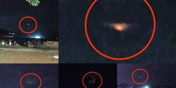 Detik-detik Penampakan Benda Diduga UFO di Langit Tulungagung Jelang Pergantian Tahun Baru 2024. (Foto/ist)