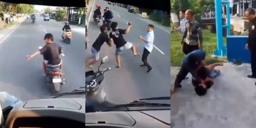 Aksi Viral Pemotor Mabuk Hadang Bus di Jombang Berakhir Damai (foto:tangkapan layar)