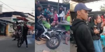 Viral Atraksi Motor Pemuda Nganjuk Terjang Penonton Pawai Desa. (foto/tangkapan layar)