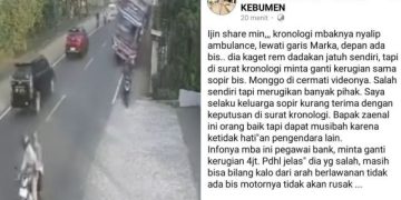 Viral Curhat Keluarga Sopir Bus Diminta Ganti Rugi Pemotor Ugal-ugalan. (foto: tangkapan layar)
