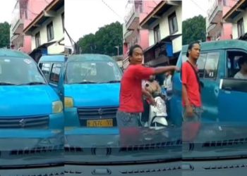 Viral! Aksi Berani Emak-emak Hadang Angkot Bikin Macet Jalan, Netizen: Sabar Napa Bu