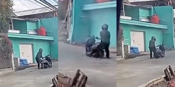 Viral Pemotor Terobos Jalan Cor Basah Panen Hujatan Netizen. (foto/tangkapan layar)
