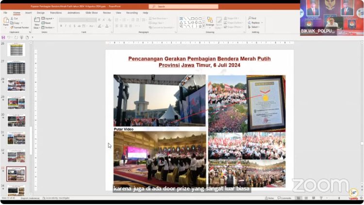 Sambut Datangnya Hari Kemerdekaan, Kota Kediri Ikuti Rakor Evaluasi Gerakan Pembagian 10 Juta Bendera Merah Putih