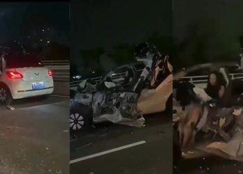 Viral Mobil Listrik Ringsek Tabrak Pembatas Tol Sopir Selamat, Warganet: Amalannya Apa?