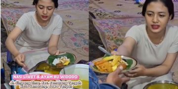 Viral Pesona Mbak Penjual Nasi Liwet yang Bikin Bapak Crocodile kerasan. (foto: tangkapan layar)