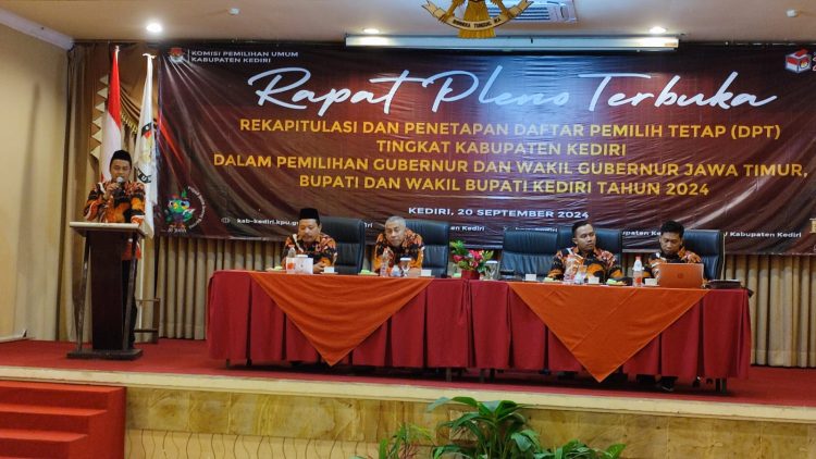 Rapat Pleno Terbuka KPU Kabupaten Kediri Tetapkan 1.254.964 Pemilih Sebagai DPT