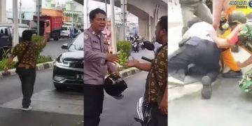 Viral Aksi Preman Jalanan yang Didorong Tipis-tipis Langsung Terjengkang. (foto/tangkapan layar)
