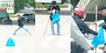 Viral Atraksi Unik Penjaja Tisu yang Bikin Pengguna Jalan Tercengang. (foto/tangkapan layar)