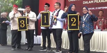 Kantongi Nomor Urut, 3 Paslon di Pilkada Nganjuk Siap Berlaga. (foto/Bacaini)