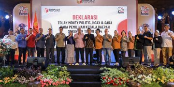 Bersama Pemkot Kediri dan Seluruh Elemen, Bawaslu Kota Kediri Deklarasikan Tolak Money Politic, Hoax dan Sara pada Pilkada 2024