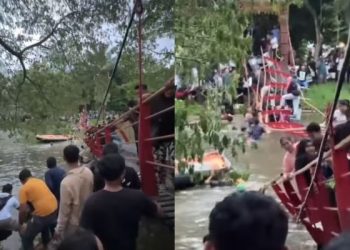 Viral Jembatan Gantung Runtuh Gegara Kebanyakan Wisatawan Selfie