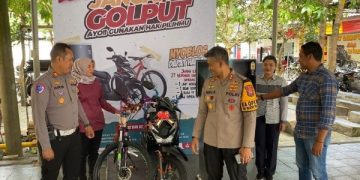 Siapkan Undian Berhadiah, Cara Polres Trenggalek Tekan Angka Golput. (foto/Bacaini)